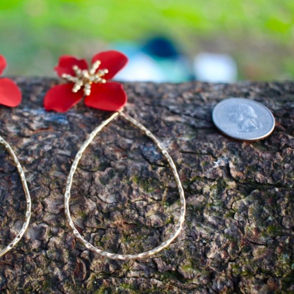 Anthropologie Flower Petals Drop Hoop Earrings - Picture 7 of 10